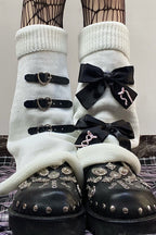 Punk Knit Bow Buckle Socks