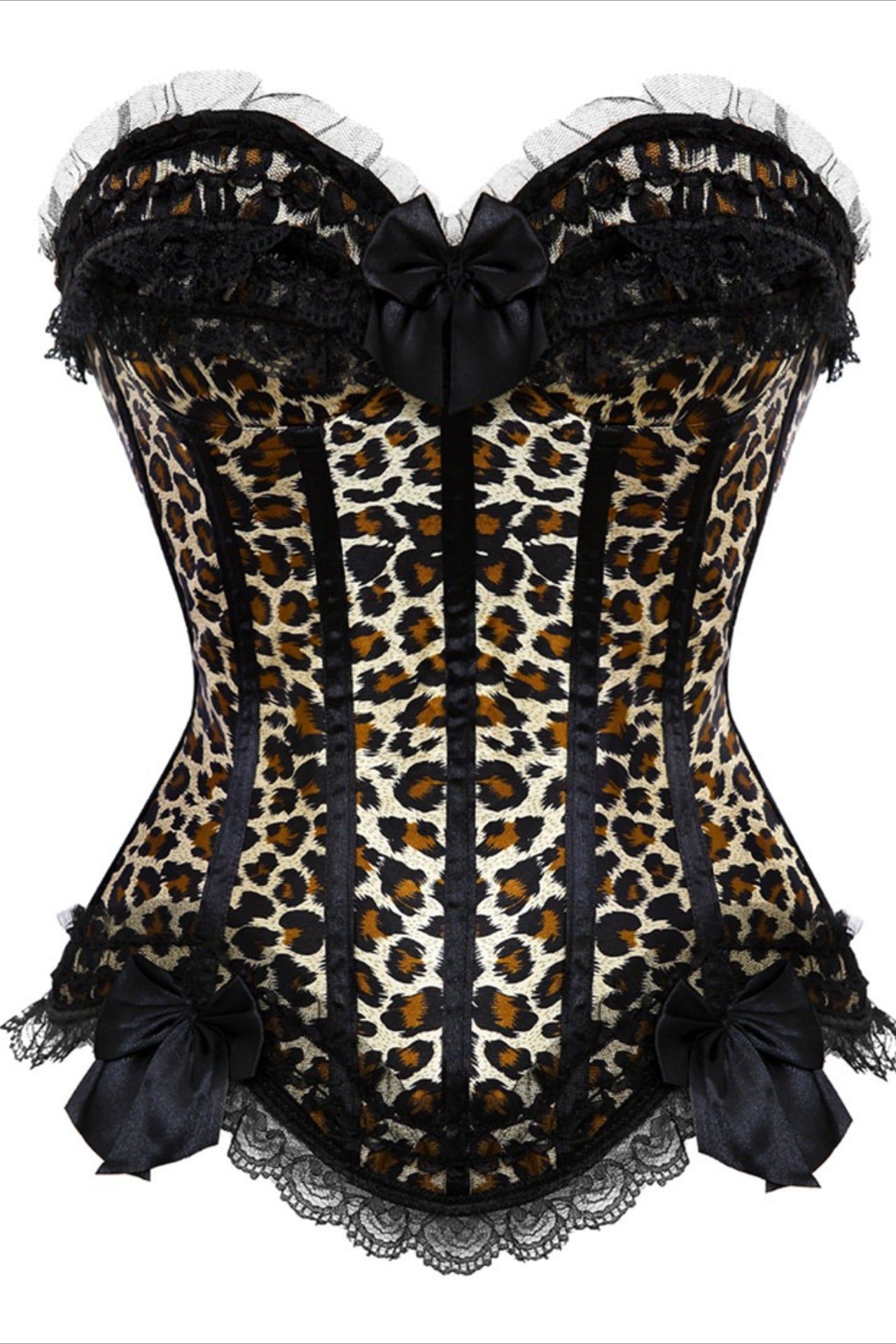 Leopard Lace Bow Slimming Corset Main image