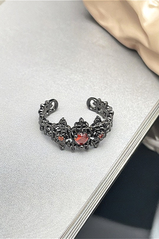 Gothic Dark Style Red Diamond Stackable Ring