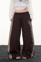 Side Stripe Drawstring Wide Pants