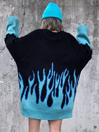Hip-Hop Oversized Crewneck Knit Sweater