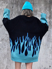 Hip-Hop Oversized Crewneck Knit Sweater