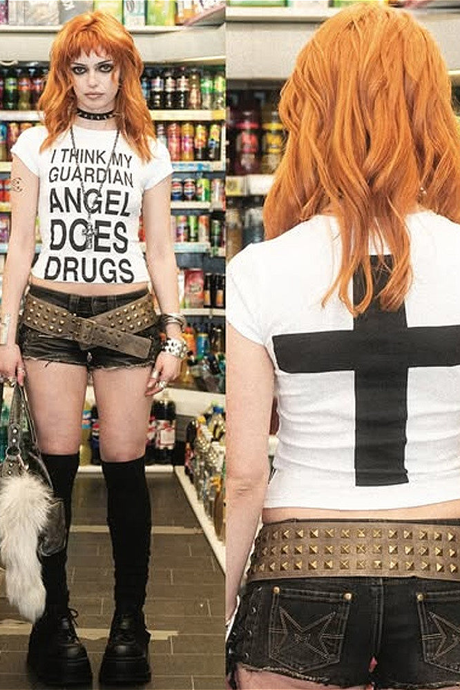 Emo Girl Punk Print Slim Crop Top Secondary image