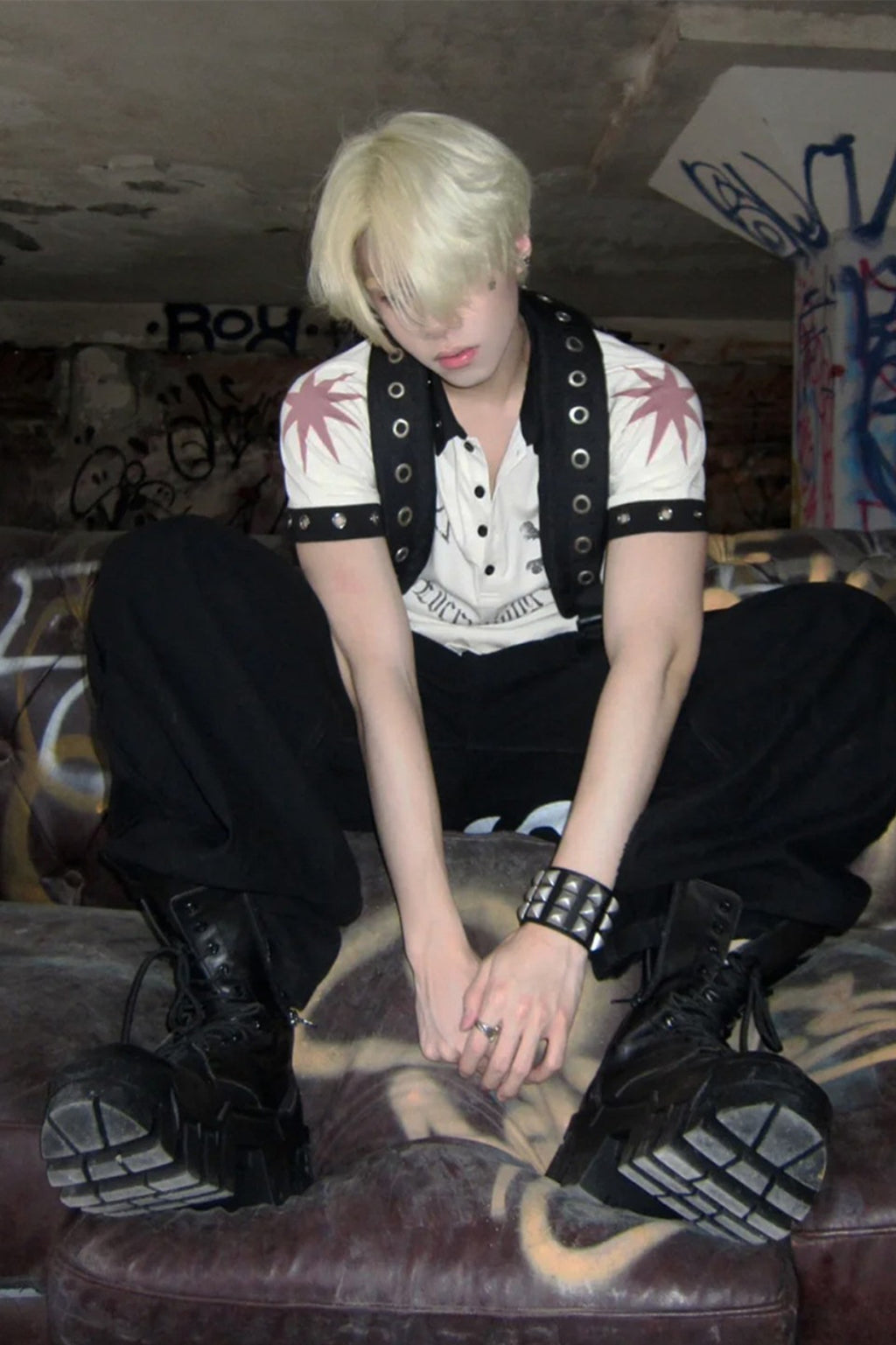 Skull Cross Printed American Vintage Polo Shirt