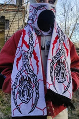 Y2K Goth Luminous Knitted Black Tassel Anime Shackles Scarf