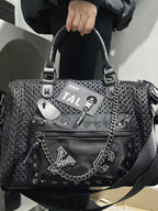Studded Chain Mesh Spliced Handbag