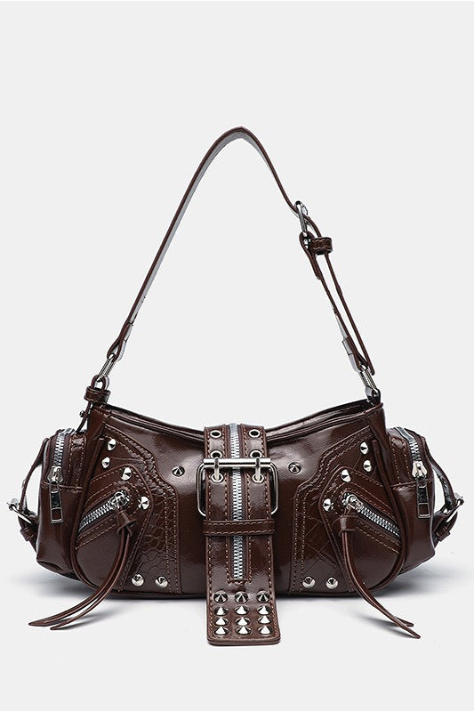 Y2K One Shoulder Moto Crossbody Bag
