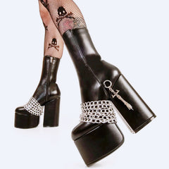 Black Platform Chunky Gothic Ankle Boot