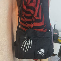 Punk Gothic Large Capacity Trendy Personalized Canvas Shoulder Bag Halloween