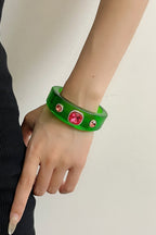 Rhinestone Resin Round Open Bracelet