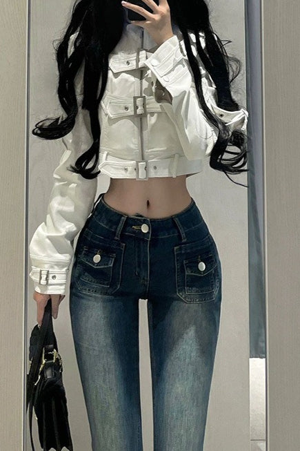 Cyber Punk Cropped Leather Moto Coat Secondary image
