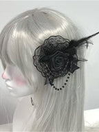 Dark Rose Beaded Chain Gothic Hair Accs