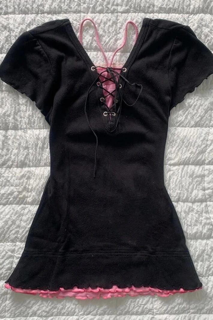 Vintage Washed Graphic Fake Two-Piece Cami T-shirt Secondary image