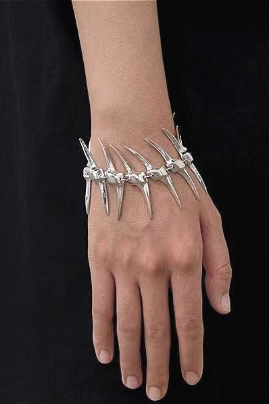 Gothic Silver Thorn Spike Bracelet Secondary image