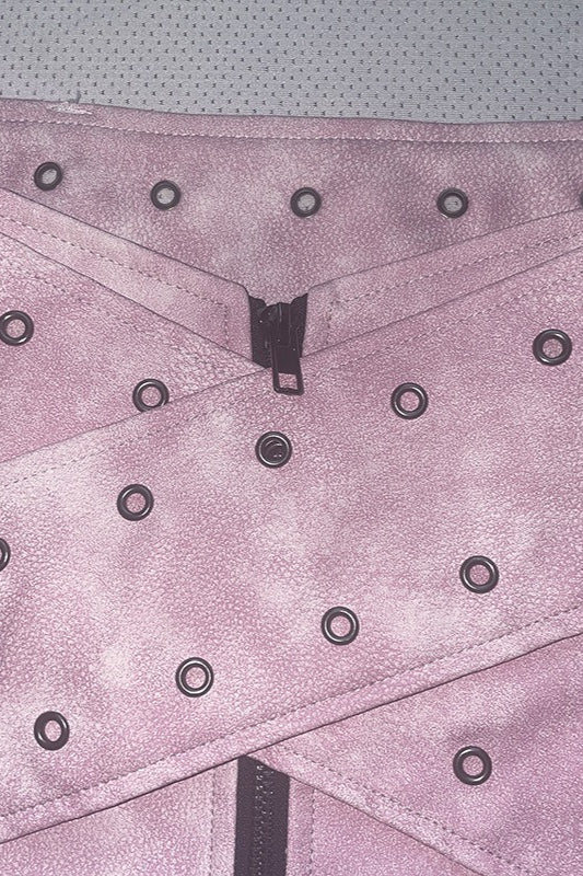 Low-Rise Belted Faux Leather Mini Skirt