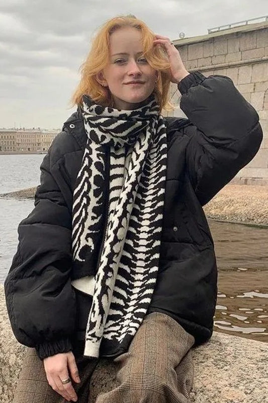 Punk Y2K Dark Harajuku Jacquard Knit Warm Scarf Secondary image