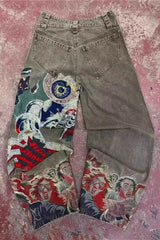 Retro Crafted Wide Leg Men's Denim Pants