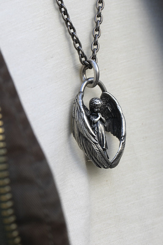 Vintage Praying Angel Pendant Necklace