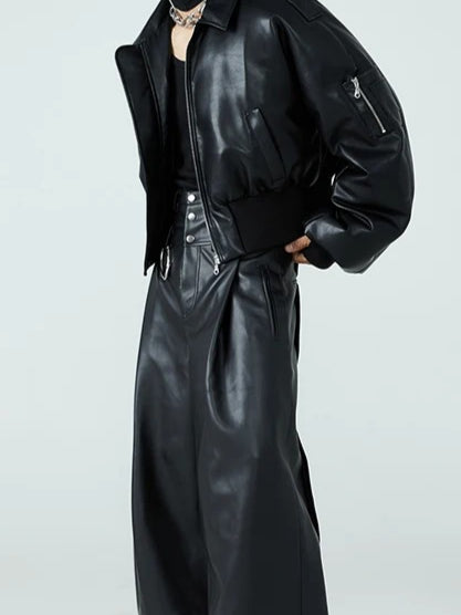 Short Thick PU Leather Jacket Secondary image