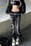 Rhinestone Cross Low-Rise Flare Jeans