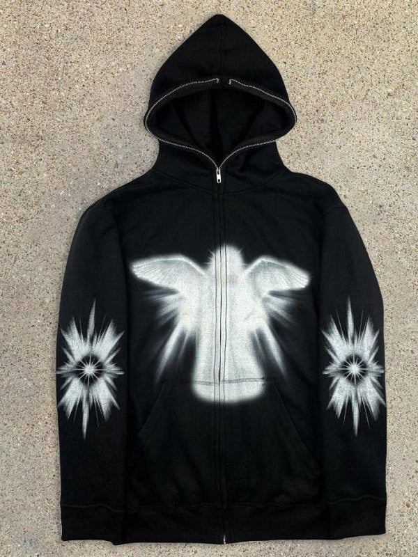 Angel 3D Print Zip-up Long Sleeve Hoodie Secondary image