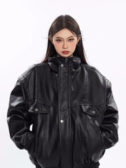 Windproof Thick PU Leather Jacket