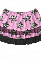 Pink Star Print Ruffle Mini Skirt