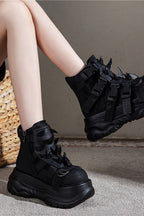 Spiked Strap Platform Combat Boots