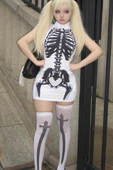 Y2K Skull Print Goth Bodycon Mini Dress