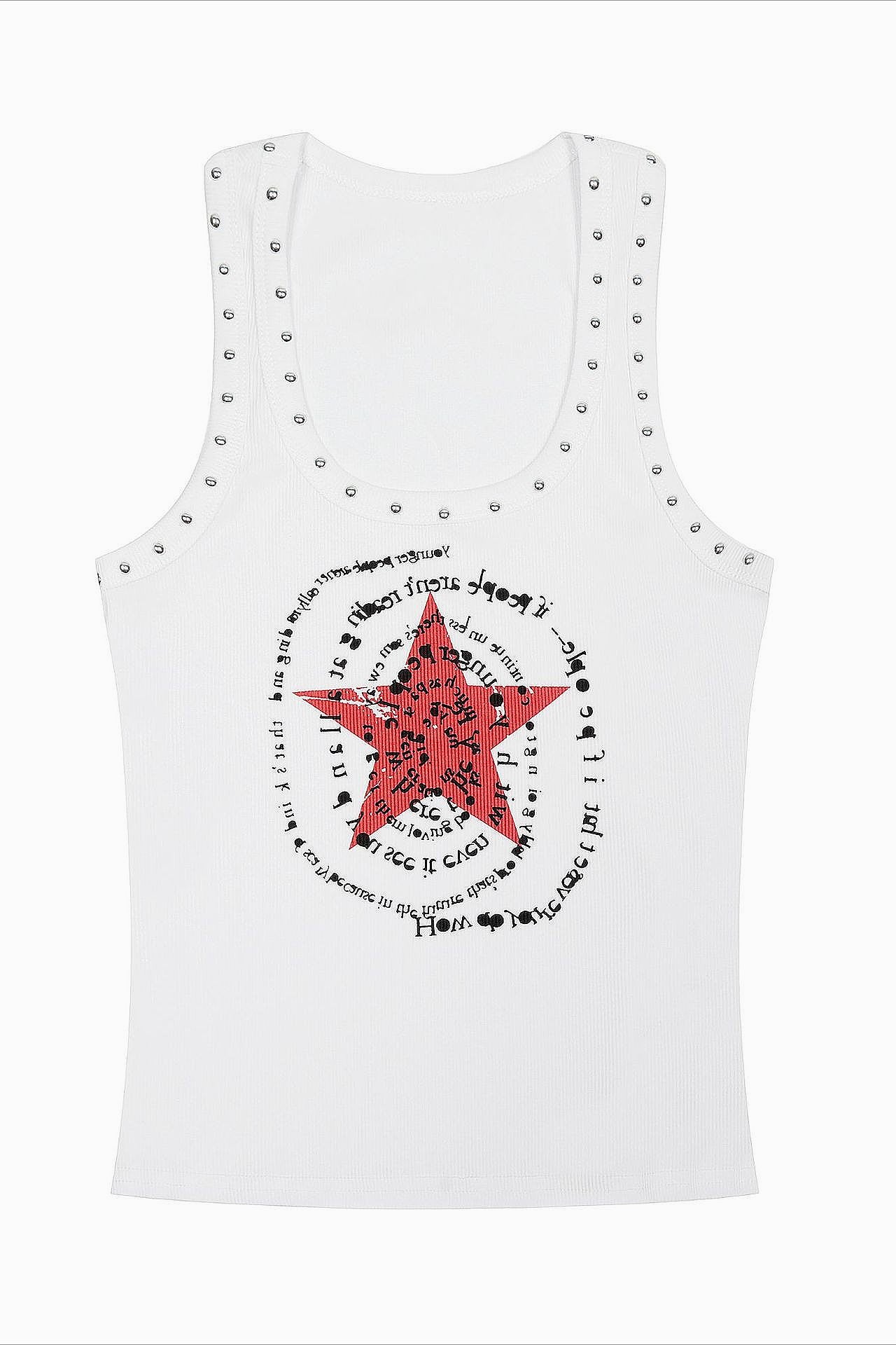 Studded Star Letter Print Tank Top Main image