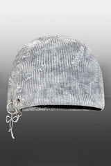 Harajuku Hole Design Iron Ring Skull Knitted Beanie Hat