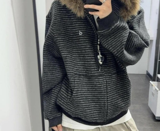 Retro Hooded Long Sleeve Coat Main image