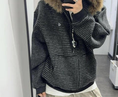 Retro Hooded Long Sleeve Coat