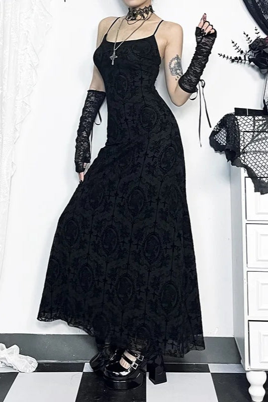 Dark Style Halter Bag Hip Maxi Dress Secondary image