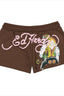 Graphic Print Low-Rise Hot Pants