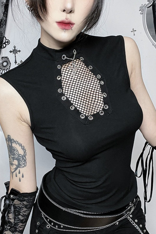 Gothic Coffin Fishnet Tank Top