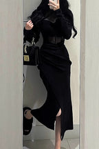 Black Mesh Sheer Slim Bodycon Midi Dress