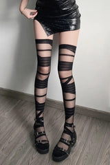 Y2k Gothic Ultra-thin Transparent Thigh High Silk Socks