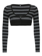 Slim Striped U-neck Gothic Vintage Knit Crop Top