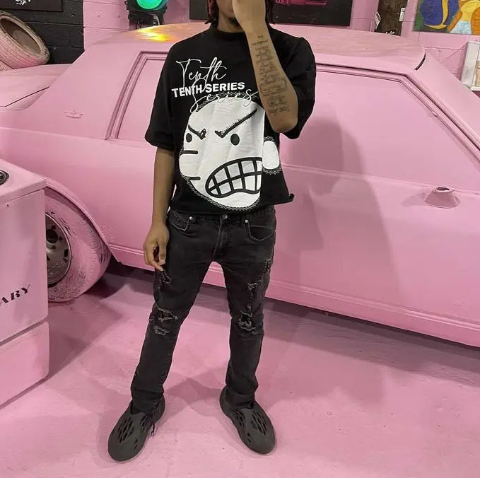 Hip Hop Cartoon Graphic Embroidery Oversized T-shirt Main image