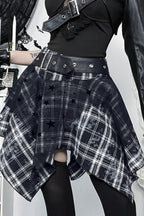 Plaid Asymmetrical Hem Mini Skirt