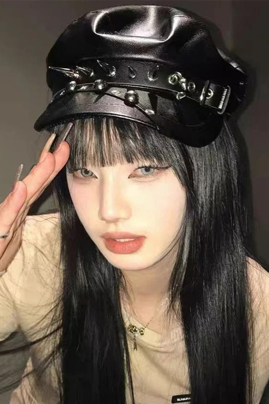 Y2K Gothic Punk Skull Spike Unisex Harajuku Beret Hat Main image