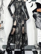 Hooded High Split Bandage Maxi Dress