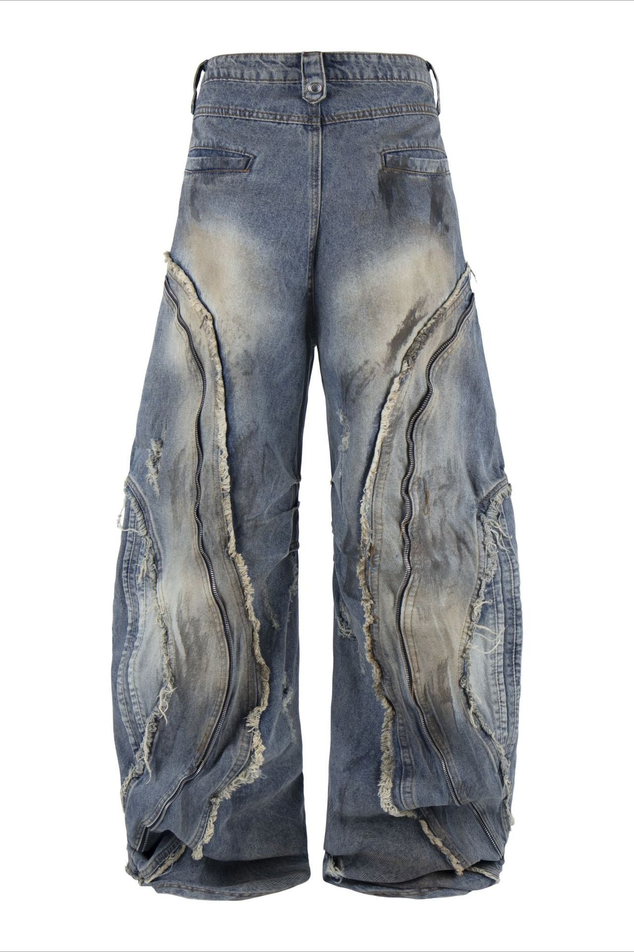Distressed Panel Barrel Jeans Secondary image
