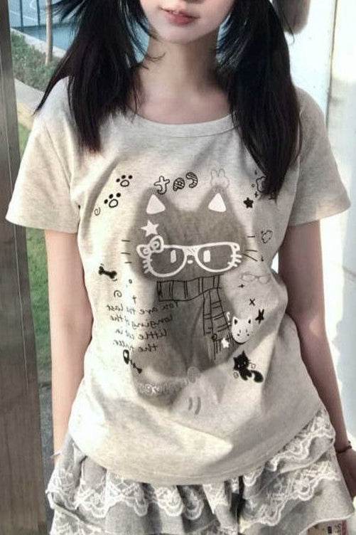 Subculture Cat Graphic Fitted T-shirt Secondary image