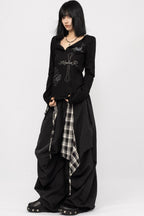 Decorative Cross Split Neck Sweatshirt