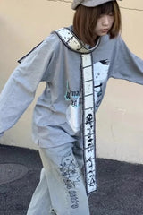 Harajuku Skull Print Knit Scarf