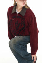 Printed Suede-Look Panel Jacket