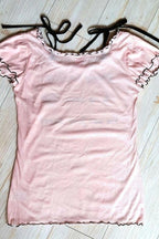 Vintage Letter Printed Shoulder Fit Cropped Slim T-shirt
