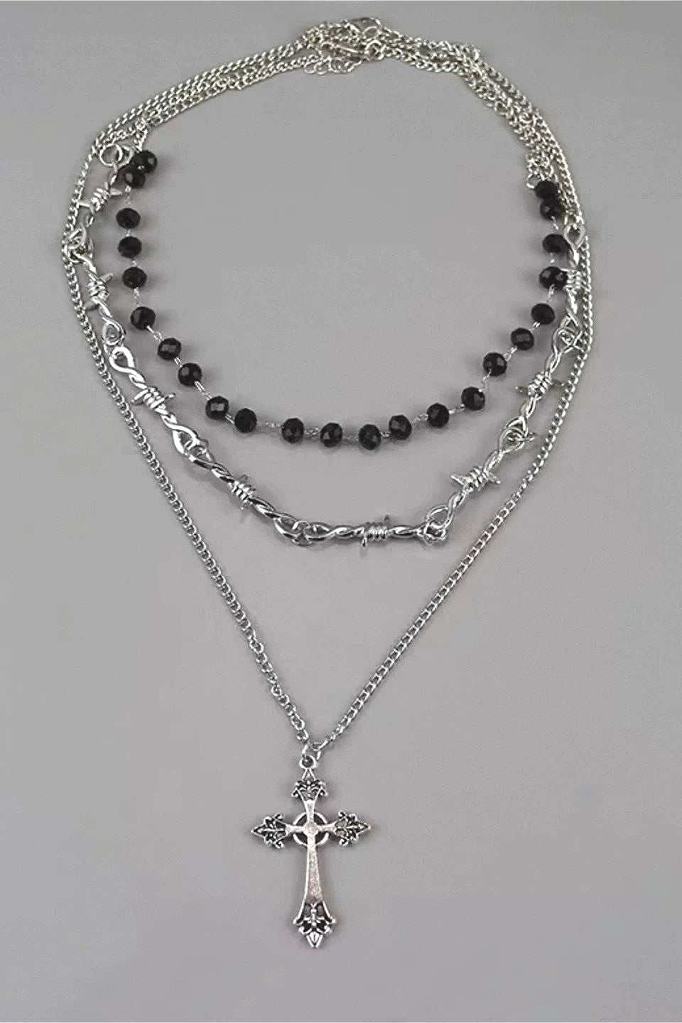 Y2K Gothic Cross Layered Necklace